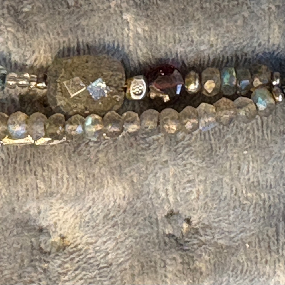 Sundance Multi Strand Gemstone Bracelet Labradorite Garnet Moonstone Sterling - Picture 3 of 8